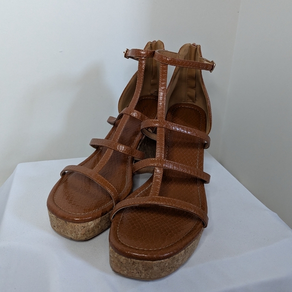 4/$30 Sale Platform Python Cork Wedge Sandals size 11 - Picture 3 of 6